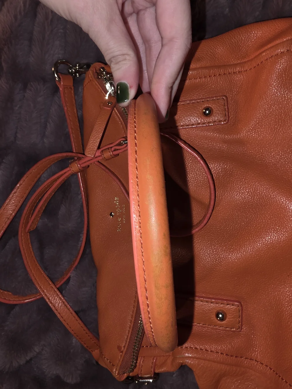 kate spade orange leather shoulder satchel with crossbody strap